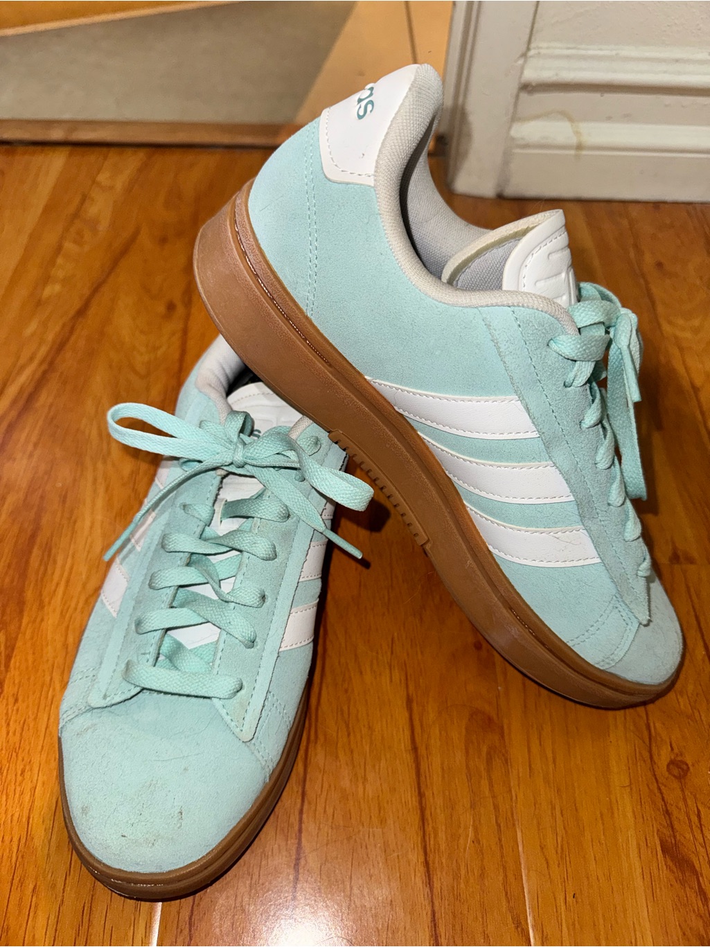 Adidas Women’s Mint Suede Sneakers With Gum Outsole